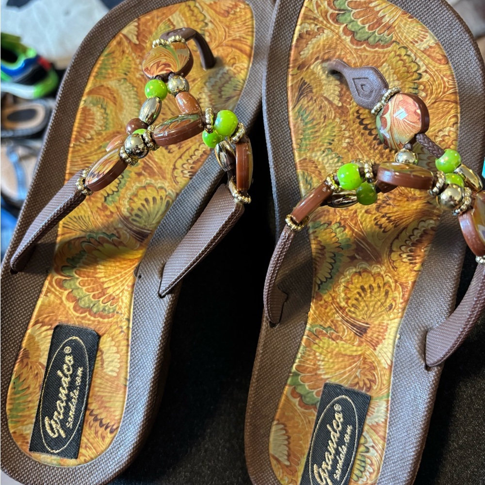 Women's Beaded Brown Sandals
